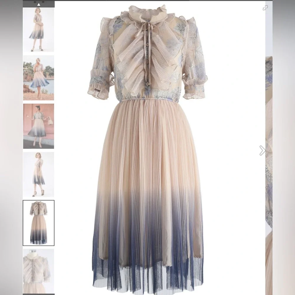 Chicwish We Know it All Gradient Pleated Mesh Tulle Dress - Picture 4 of 10
